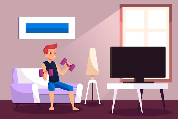Concept d'entraînement à domicile avec streaming IPTV